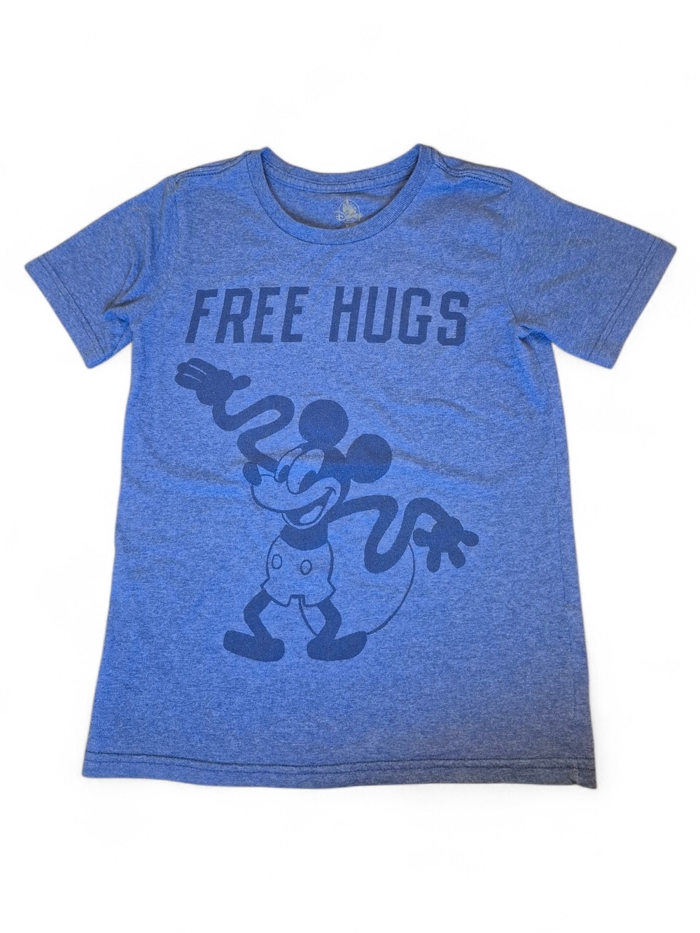 Disney Blue 'Free Hugs' Mickey Mouse Graphic Boy's Tee Medium 7/8